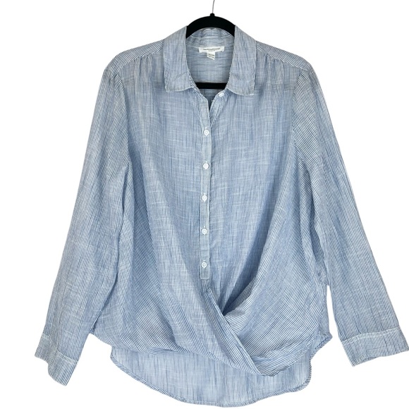 BeachLunchLounge Blue Striped Wrap Top Sz XL - Picture 2 of 11